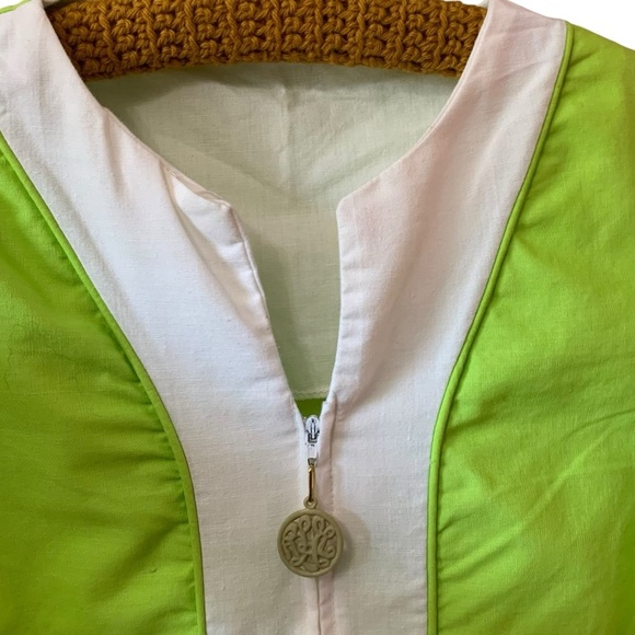 Lime Green Robe 60’s Vintage Fit Medium Large Front Zipper - Picture 4 of 9